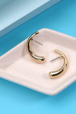 Half Moon Huggie Earrings:  Gold