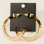 Gold Dipped And Tortoise Shell Tube Hoop Earrings