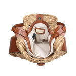 2 in 1 Savannah Straw Hobo Tote Bag With Pouch - Tan