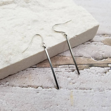 Metal Stick Earrings - Silver