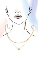 Floral Bud Double Layer Necklace - Gold