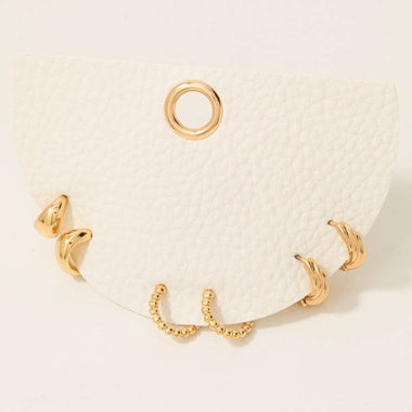 Textured Mini Hoop Earrings Set - Gold