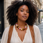 Beaded Gumball Statement Necklace - Royal Navy