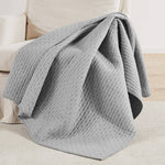 Cross Stitch Quilted Throw - Light Grey