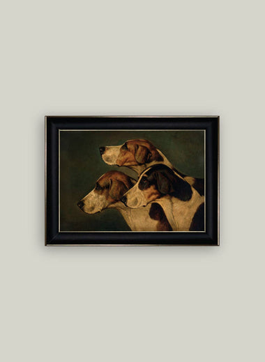 5x7 Three English Foxhounds Framed Art