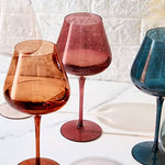 Large Pastel Colored Crystal Wine Glass