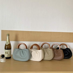 Mini Wood Handle Purse Crossbody Bag (Curve Bottom): Black