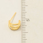 Pave Layered Hoop Huggie Earrings - Silver