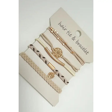 Boho Knot Bracelet & Hair Ties - Off White
