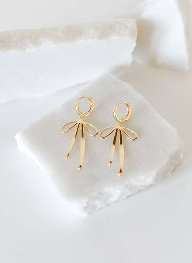 Daisy Gold Bow Hoop Earrings