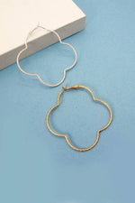Matte Clover Hoop Earrings - Silver