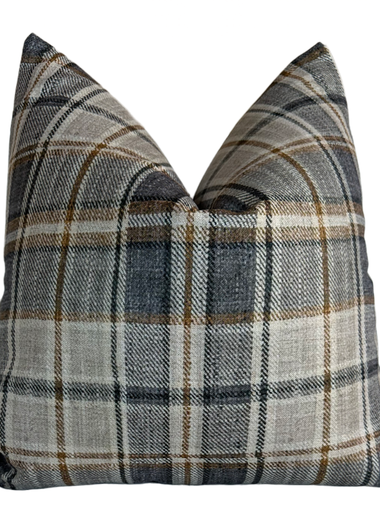 22x22 Ash Plaid Pillow Cover