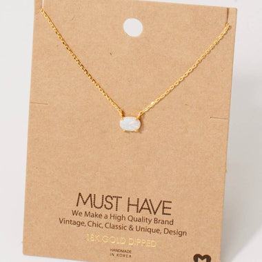 Oval Opal Pendant Necklace - Gold