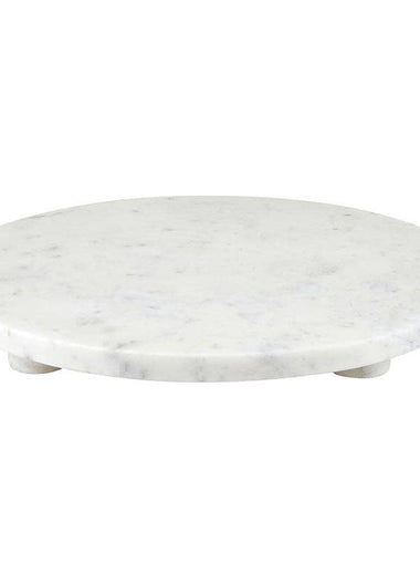 White Marble Footed Tray - 12"
