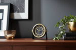 Black/Gold Metal Round Table Clock