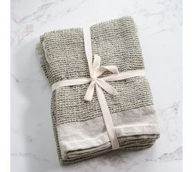 Olive Waffle Towels S/2