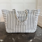 Jumbo Terry Cloth Grey Striped Beach Bag