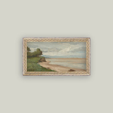20x11 Beach Near Etretat Antique Art in Frame