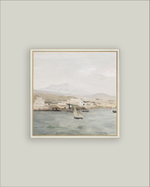9x9 Sailboat Landscape Framed Antique Art