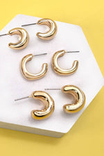 Bubbly Trio Mini Huggie Hoop Earring Set - Gold
