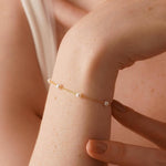 Dainty Freshwater Pearl Bead Bracelet - Silver