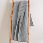Cross Stitch Quilted Throw - Light Grey