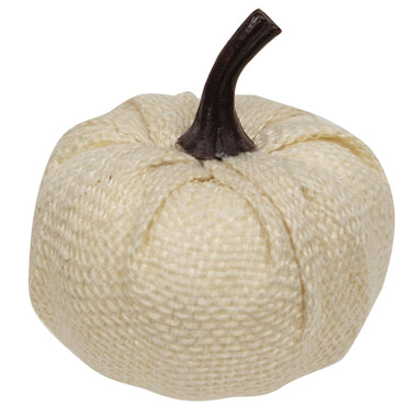 12/Pack, Cream & Gray Burlap Pumpkins 1.5"