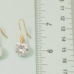Large CZ Gem Hook Dangle Earrings - Gold