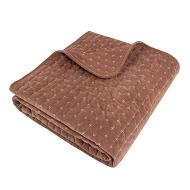 Velvet Stitch Quilted Throw: Rust