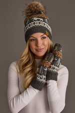 Gray Deer Winter Pattern Mittens