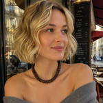 Modern Beaded Statement Necklace - Indigo Swirl