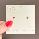 Tiny Gold Cross Studs