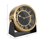 Black/Gold Metal Round Table Clock