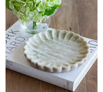 8.75" Beige Marble Petal Edge Round Tray