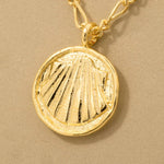 Clam Shell Coin Pendant Necklace - Gold