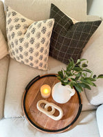 20x20 Cream and Charcoal Floral Pillow Cover