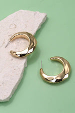 Chunky Bubble Faceted Cut Hoop Earrings - Gold