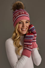 Pink, Red & Blue Pattern Pom Hat
