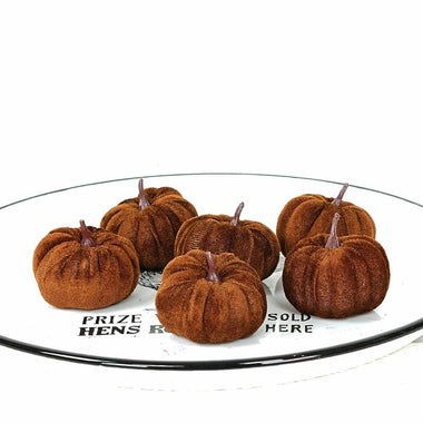 Mini Velvet Pumpkin Bag of 6 - Brown