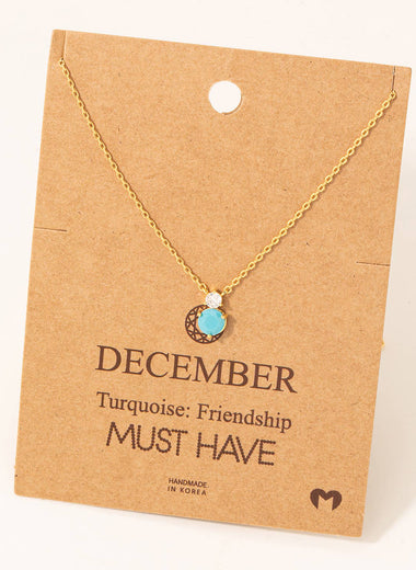 December Turquoise Gem Pendant Necklace