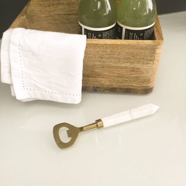 Golden Bottle Opener w/ White Marble Handle