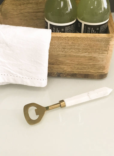 Golden Bottle Opener w/ White Marble Handle