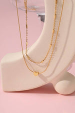 Gold Dipped Layered Heart Necklace - Gold