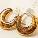 Gold Edge Graduated Acrylic Hoop Earrings - Ivory