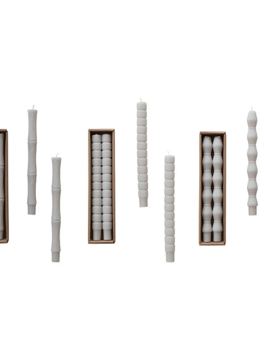 Set of 2 Unscented Sculpted Taper Candles