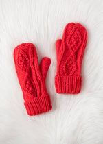 Orange Cable Knit Mittens