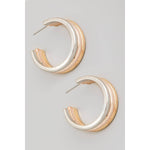 Silver Triple Layered Metallic Hoop Earrings