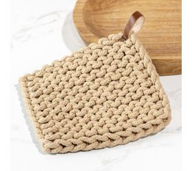 Crochet Potholder with Leather Loop