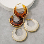 Gold Edge Graduated Acrylic Hoop Earrings - Ivory