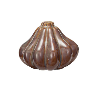 Stoneware Gourd Shaped Vase, Reactive Glaze, Brown